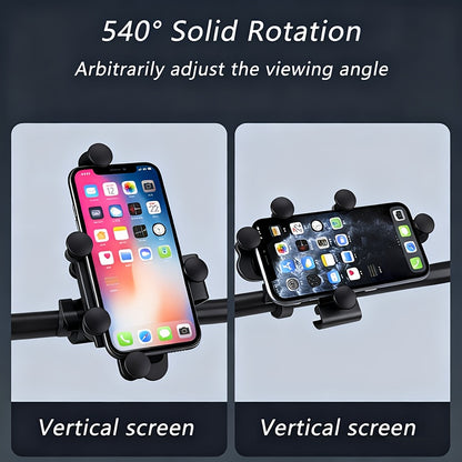 Aluminum Alloy Motorcycle Phone Mount Holder [Dual Vibration Dampener] [Metal Adjustment Arm] Motorcycle Accessories, for 4.7-7.2 Inch Samsung Apple Phone, Bike Phone Grip, Handlebar Phone Mount, Compact Holder, Sturdy Constr