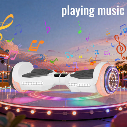 300W Powerful Motor Hoverboard, For Kids 4+ Years Teens &adults, Max Speed 8.5 Mph, 220 Lbs Max Payload, 15° Climbing Slope, 3H Charging, Brithday Gift, Halloween Thanksgiving Christmas Holiday Gift, White
