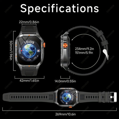 COIUSOR Men's & Women's Heavy-Duty Smart Watch with 1000mAh Battery, IP68 Waterproof, 2.01" HD IPS Display, ic, -like Compass & Wireless 5.3 - Rugged Outdoor Smartwatch for,, -Grade Fitness Tracker