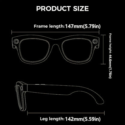 Fashionable Glasses with A Smart  | Bluetooth Calling And Music Playback | Real-time Multi-language Translation | HD  Recording | UV Protection | Lightweight, Hands-free Design - Perfect for Travel Vlogging And Outdoor Advent