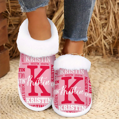 Personalized Women's Custom Name Slippers - Add Your Own Name, Non-Slip Rubber Sole, All-Season Indoor House Shoes, Machine Washable - Ideal Gift for Women (Birthday, Christmas) - Cozy Personalized Lounge Footwear, Slipon Des