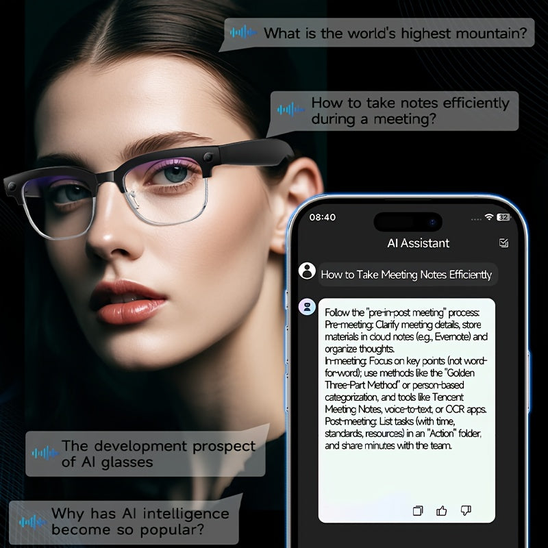 Smart Glasses for Taking Photos, 8MP Digital Video Camera, Sports Goggles, Half-Frame, Lightweight, Suitable for Travel, Camping And Outdoor Activities, Adventure Gear, Modern Design, Versatile, Compact And Portable, High-Qua