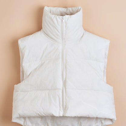 Women'S Sleeveless Vest - Vibrant Pink Slim-Fit Alternative Coat with Drawstring Hood, Zipper Front & Pockets for Fall/Winter Casual Wear, Casual Winter Wear | High Neckline Vest | Zippered Jacket