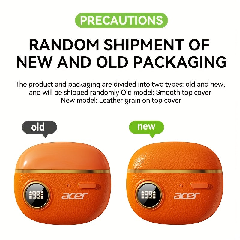 ACER TWS Wireless Earbuds with Deep Bass Stereo + Call Noise Cancellation, Long-Lasting Comfort, HIFI Sound, Lightweight Touch Design, Classic Retro Style, Non-Painful Wear for Sports, Running, Learning, Business, Music - Chr