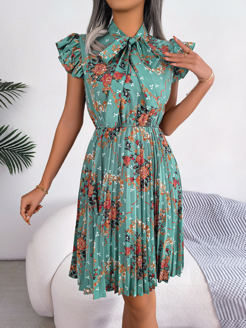 Women'S 2026 Spring Summer Elegant Floral Tie Waist Maxi Flare Pleated Dress | Lightweight, Breathable, Soft, Comfortable, Versatile, Casual Party Dating Daily Going Out Dress, Sleeveless, Crew Neck, Regular Fit