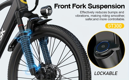 Aairsk Electric Bike 26inch, 25Mph Speed & Peak 748W Motor, 40 Miles Range &13Ah/10Ah Removable Battery, 21-Speed & Dual Suspension, Adult Teen Ebike Electric Mountain Bike, Electric Bike for Women, Electric Bikes for Men, Da