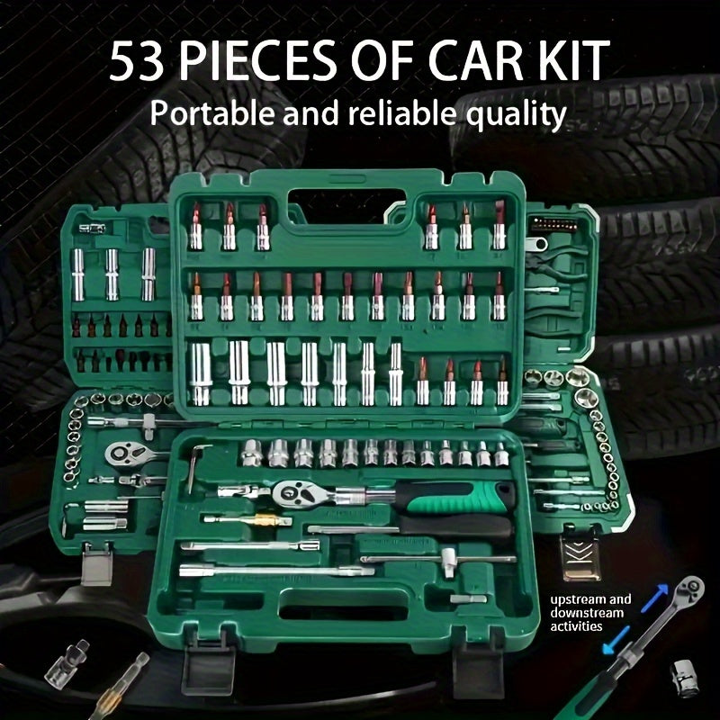 899/216/53PCS Or 230/65PCS Updated Tool Set, MechanicTool Kits for Auto Repair And Household Mechanical Tool Kit for Car Bike Repair Tools, 1/2 *1/4" 3/8 "drive Depth And Standard Sockets, Ratchet Torque Wrench Screwdriver So