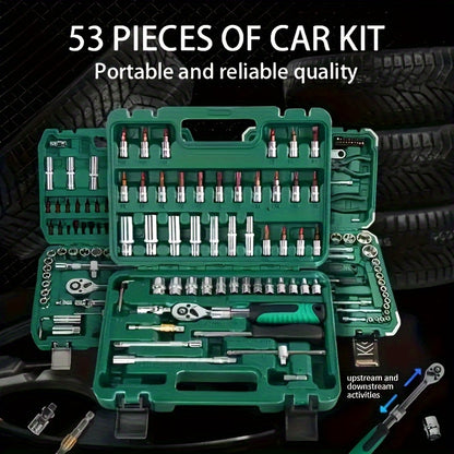 899/216/53PCS Or 230/65PCS Updated Tool Set, MechanicTool Kits for Auto Repair And Household Mechanical Tool Kit for Car Bike Repair Tools, 1/2 *1/4" 3/8 "drive Depth And Standard Sockets, Ratchet Torque Wrench Screwdriver So