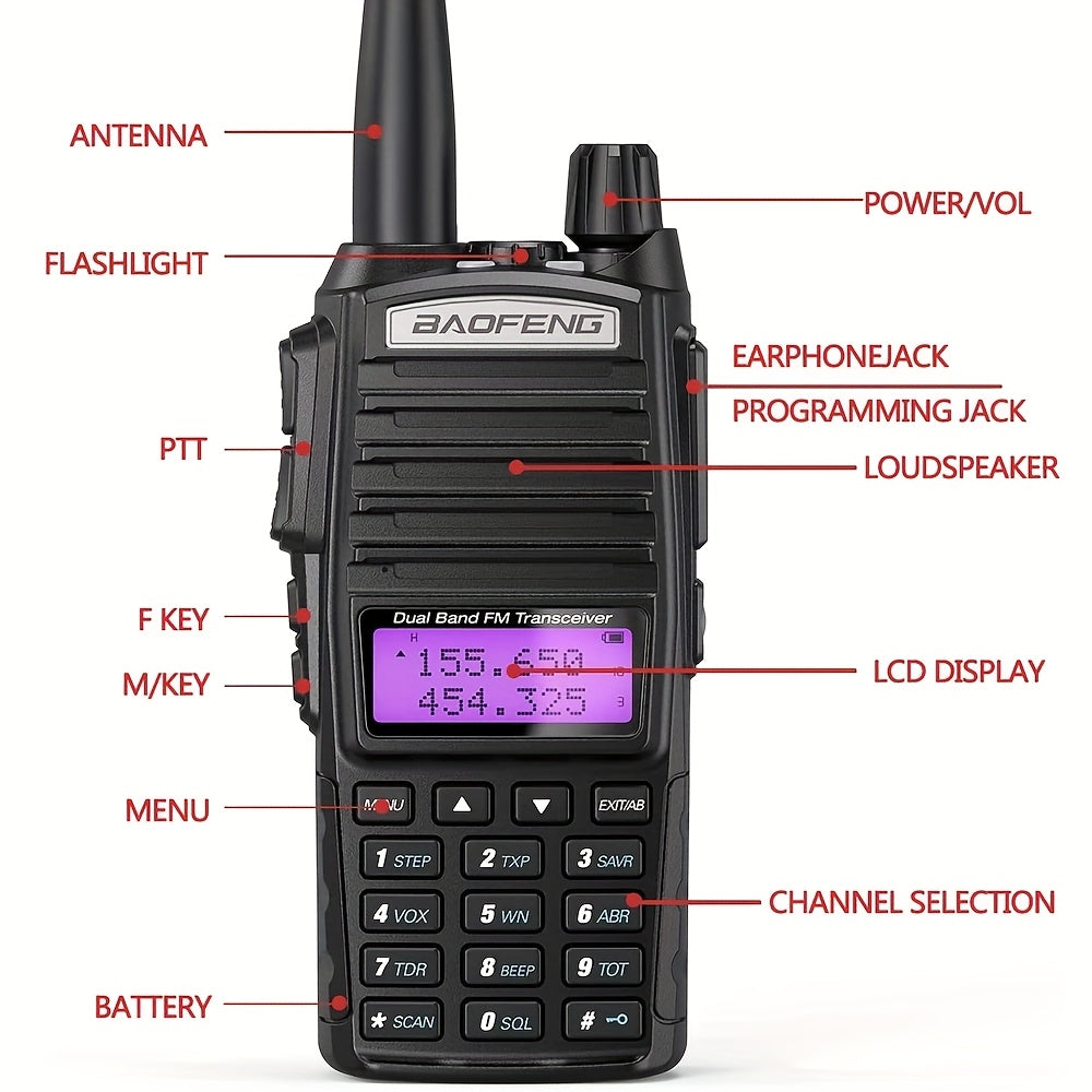 1pc Baofeng 5/8w Walkie Talkie Dual Band Ham Radio CB Amateur Portable Two Way Radio, Long Range UV-82 UHF VHF, Emergency Radio, Longrange Communication, Handheld Radio, Lightweight Radio, Sturdy Build, Reliable Performance,
