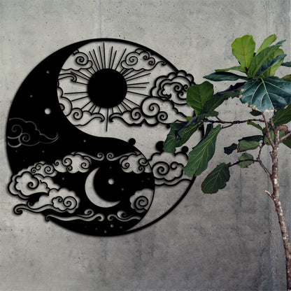 Decorative Signs & Plaques1 piece, Yin and Yang Metal Wall Art, 15.75 inches * 14.06 inches, Sun and Moon Home Decoration, Day and Night Metal Wall Art, Yogo Metal Wall Decoration, Avatar Metal Wall Art, Iron Painting Indoor