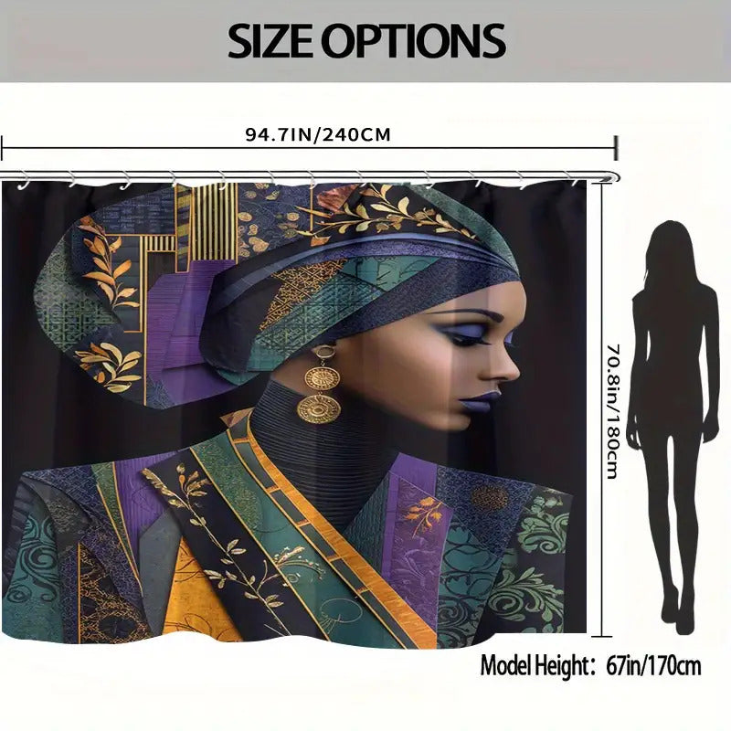Set of 4 Luxurious Fabric Items Adorned with Golden, Featuring an Extra Wide Circular Shower Curtain Available in Various Sizes. This Decorative Bathroom Ensemble Includes a Shower Curtain, a Non-Slip Mat, a Toilet Seat Cover