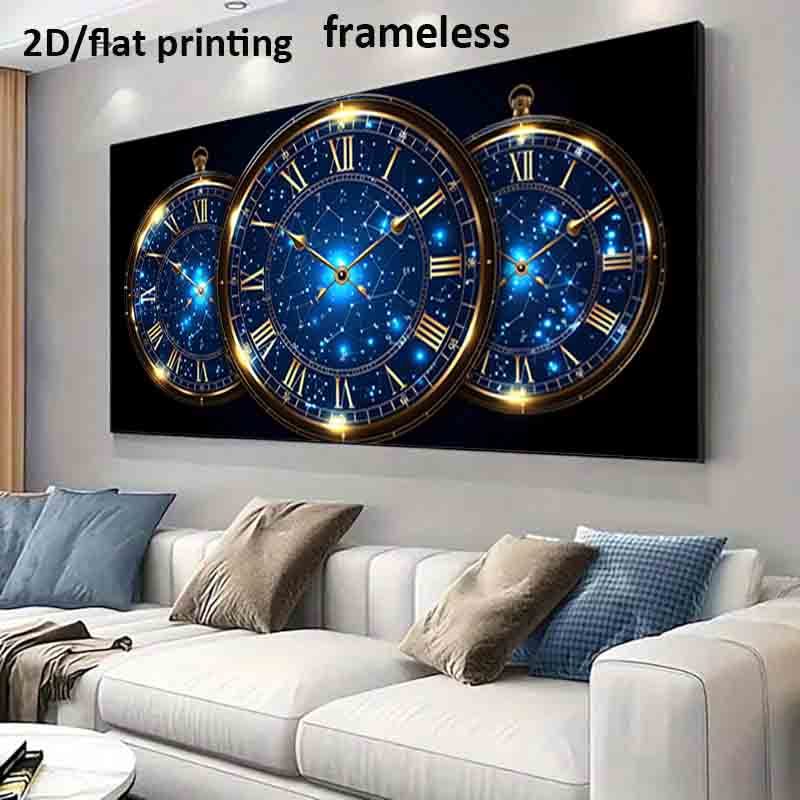 1pc Extra Large Modern Celestial Wall Art Poster - Timeless Constellations Canvas Print with Roman Numerals, Deep Blue & Golden Accents - Frameless Large Wall Decor for Living Room, Bedroom, Office - Easy Hanging Installation
