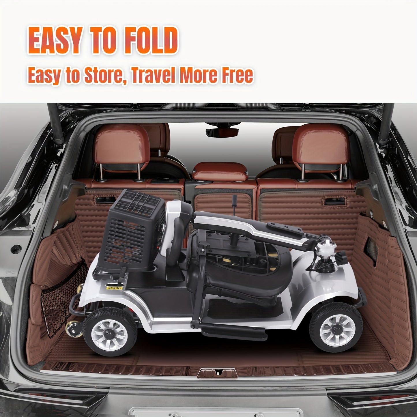 4-wheel Electric Mobility Scooter, Designed for Seniors And Individuals with Disabilities, 250W Motor, 12AH 3.73 Mph Top Speed, 12.4-mile Range, 360° Rotating Seat, LED Headlights, Detachable Battery And Basket, Foldable Des