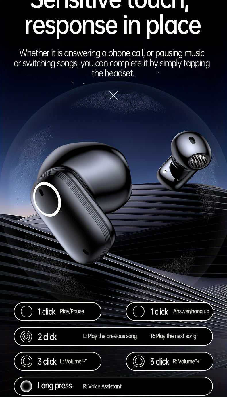 ACER TWS Wireless Earbuds with Deep Noise Reduction - 50h Long Standby, Low Latency, HIFI Stereo Sound, Touch Control, Rechargeable Lithium Battery, Ideal for Running & Sports, Sports Headphones|Ergonomic Design|Durable Plast