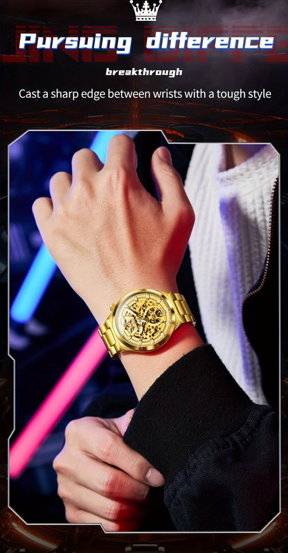 OLVES Stainless Steel Automatic Mechanical Watches For Men Luxury Top Brand Business Fashion Men'S Watches New Trend Classic Original High Quality Best Selling Men'S Wrist Watches, Without Battery
