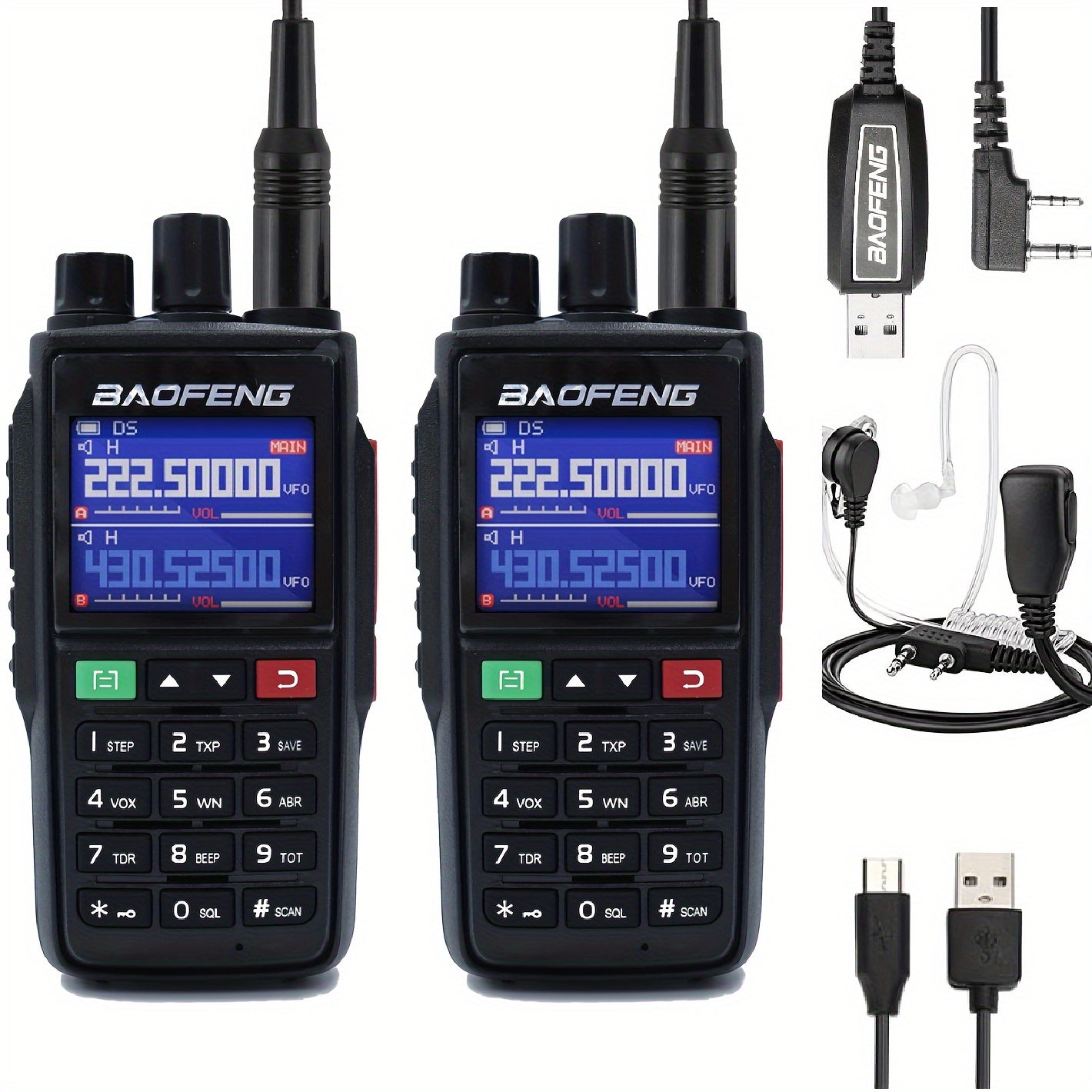 2packs Baofeng Multi Band Long Range Walkie Talkie 5watt 999CH Two Way Radio Luminarias, Outdoor Communication, Survival Equipment, Compact Design, Portable Communicator, Reliable Performance, Sturdy Radios, Multiband Radio,