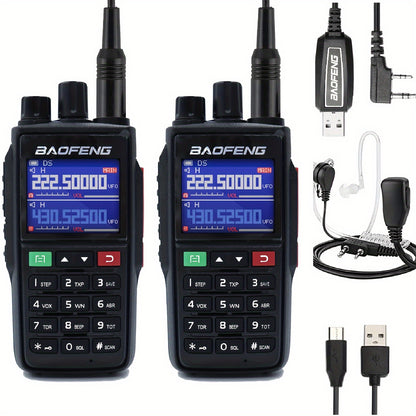 2packs Baofeng Multi Band Long Range Walkie Talkie 5watt 999CH Two Way Radio Luminarias, Outdoor Communication, Survival Equipment, Compact Design, Portable Communicator, Reliable Performance, Sturdy Radios, Multiband Radio,
