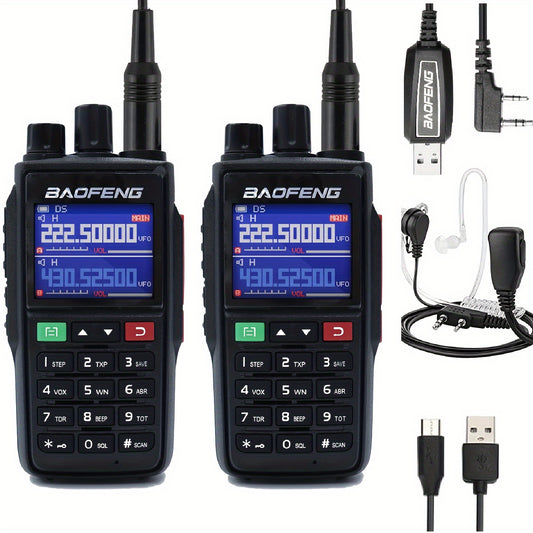 2packs Baofeng Multi Band Long Range Walkie Talkie 5watt 999CH Two Way Radio Luminarias, Outdoor Communication, Survival Equipment, Compact Design, Portable Communicator, Reliable Performance, Sturdy Radios, Multiband Radio,