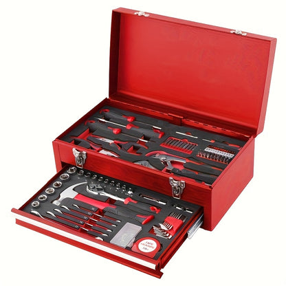 Tool Set, Car Repair Tool Set with Metal Toolbox Storage Box, Toolbox Storage Box with Drawers, Car Portable Iron Toolbox, Hand Tool Set, - Perfect for Maintenance Workers, Father's Day, Valentine's Day Gifts