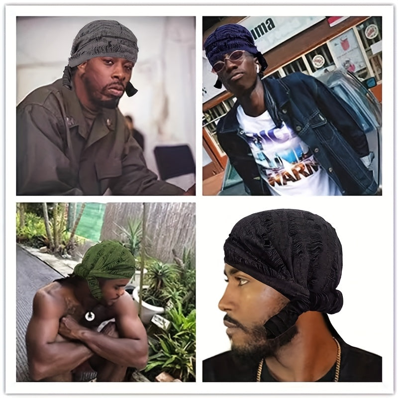 Retro Ripped Bandana - 2pcs Set - Pirate Hat Headband - Men's Bandana - Hip-Hop Singer Turban