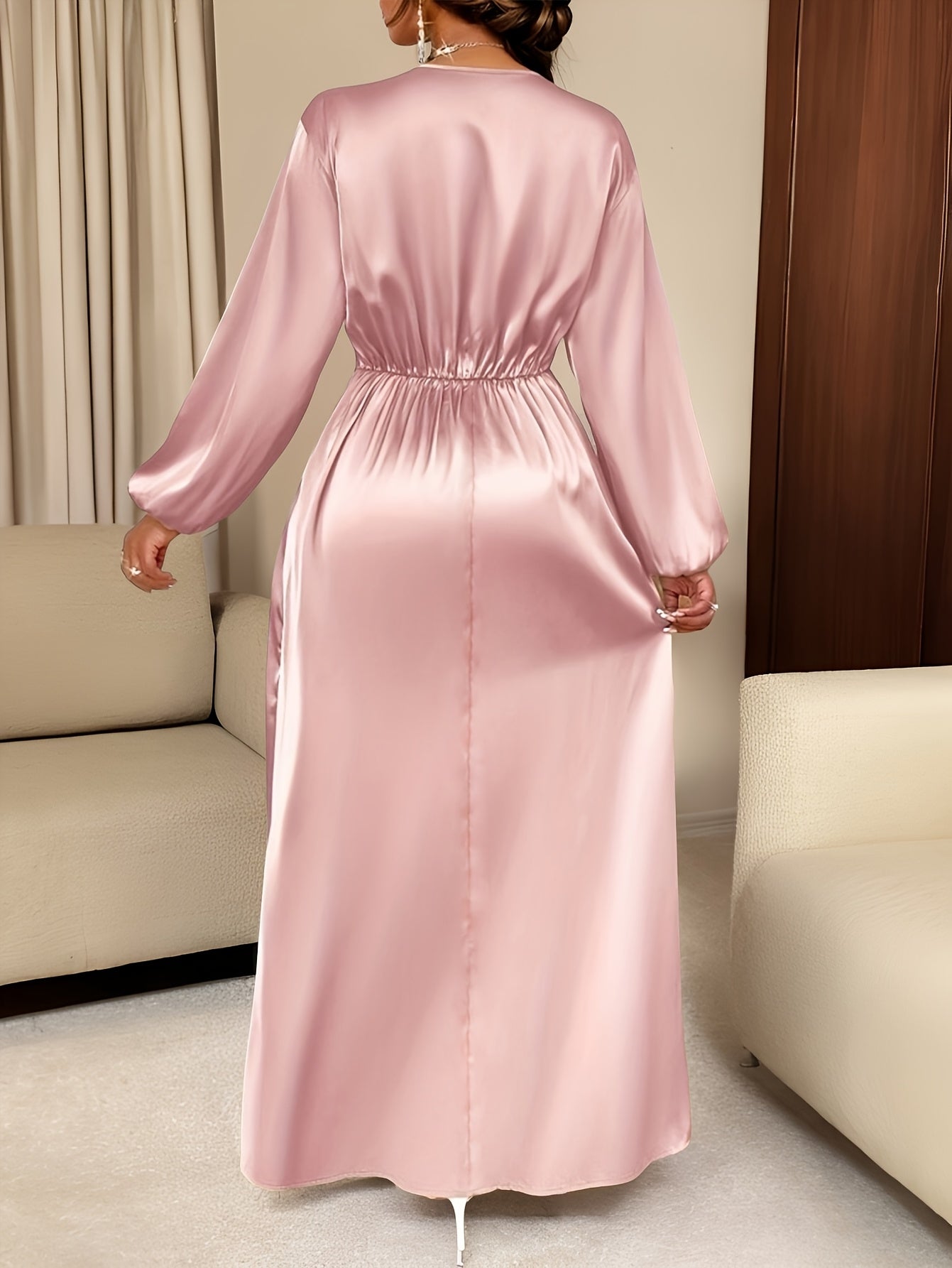 Women's Solid Color Simple Pleated Design Everyday Satin Dress, High-End Fashion Wedding, Engagement, Bridesmaid Dress, Evening Gown