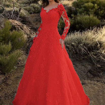 Off Shoulder Wedding Gown Euro Womens Wear Long Sleeve Elegant Design Slim Fit Bridal Dress Statement Outfit for Special Occasions