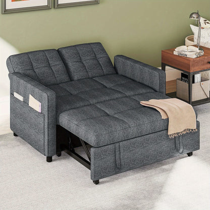 Sablyme 3-in-1 Convertible Sleeper Chair Sofa Bed, Convertible Sofa Bed with Pull- Out Bed, Adjustable Pull-Out Sleeper with Multi-Pocket Folding Design, Linen Fabric Sofa with Side Storage Pockets And Adjustable Backrest, fo