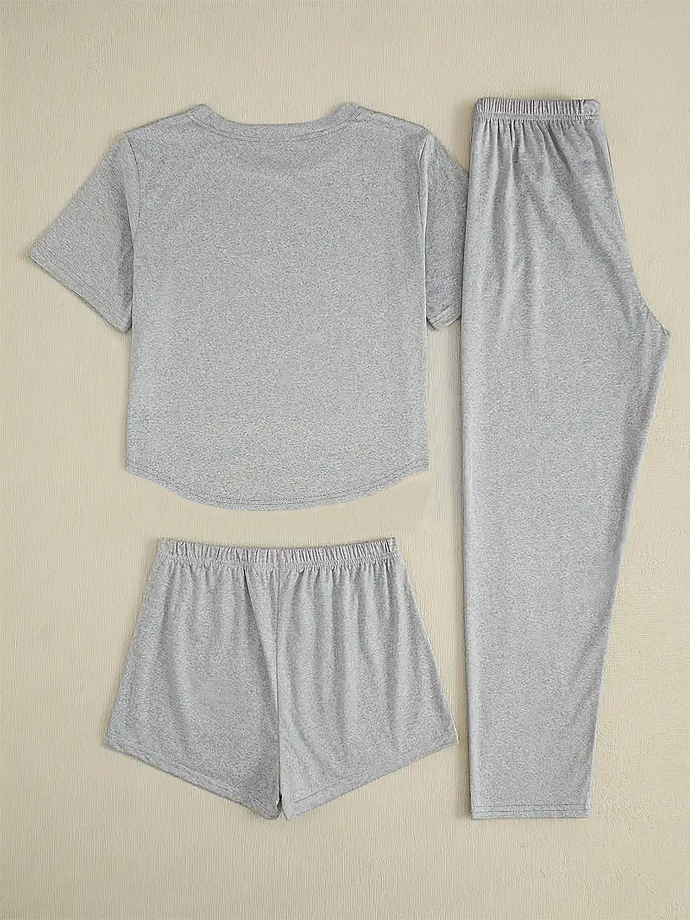 3pcs Women's Pajama Set - Faith Prayer Theme Sleepwear with Verse Print (Prayer Changes Things), Short Sleeve T-Shirt, Shorts & Lounge Pants - Breathable Pajamas for Bedtime, Church & Casual Attire - Machine Washable