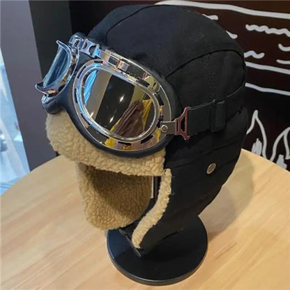 Unisex Winter Outdoor Hat with Goggles, Thickened Lining and Warm Ear Flaps for Cycling Ski Activities, Winter Hats For Men, Winter Hats For Women, Snow Hat, Winter Thermal Hat, Winter Goggles, Ski Helmet With Goggles, Winter