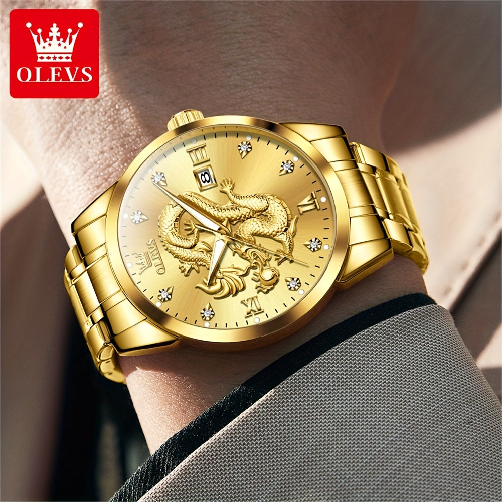 OLEVS New Luxury Business Luminous Quartz Stainless Steel Watches for Men Original Top Brand Fashion Men'S Wrist Watches Golden Trend High Quality Best Selling Men'S Watches, Fashion Watches for Men, Mechanical Watches for Me