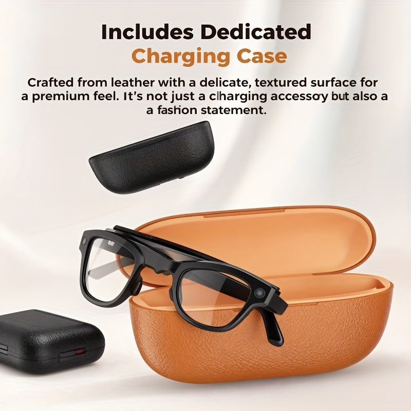 AI Smart Camera Glasses with Charging Case (Power Bank) - 4K HD Recording, Real-Time Translation & Voice Assistant, Smart Glasses for Video Calls, Smartphone Replacement, Portable Translator & ic Charging (-)