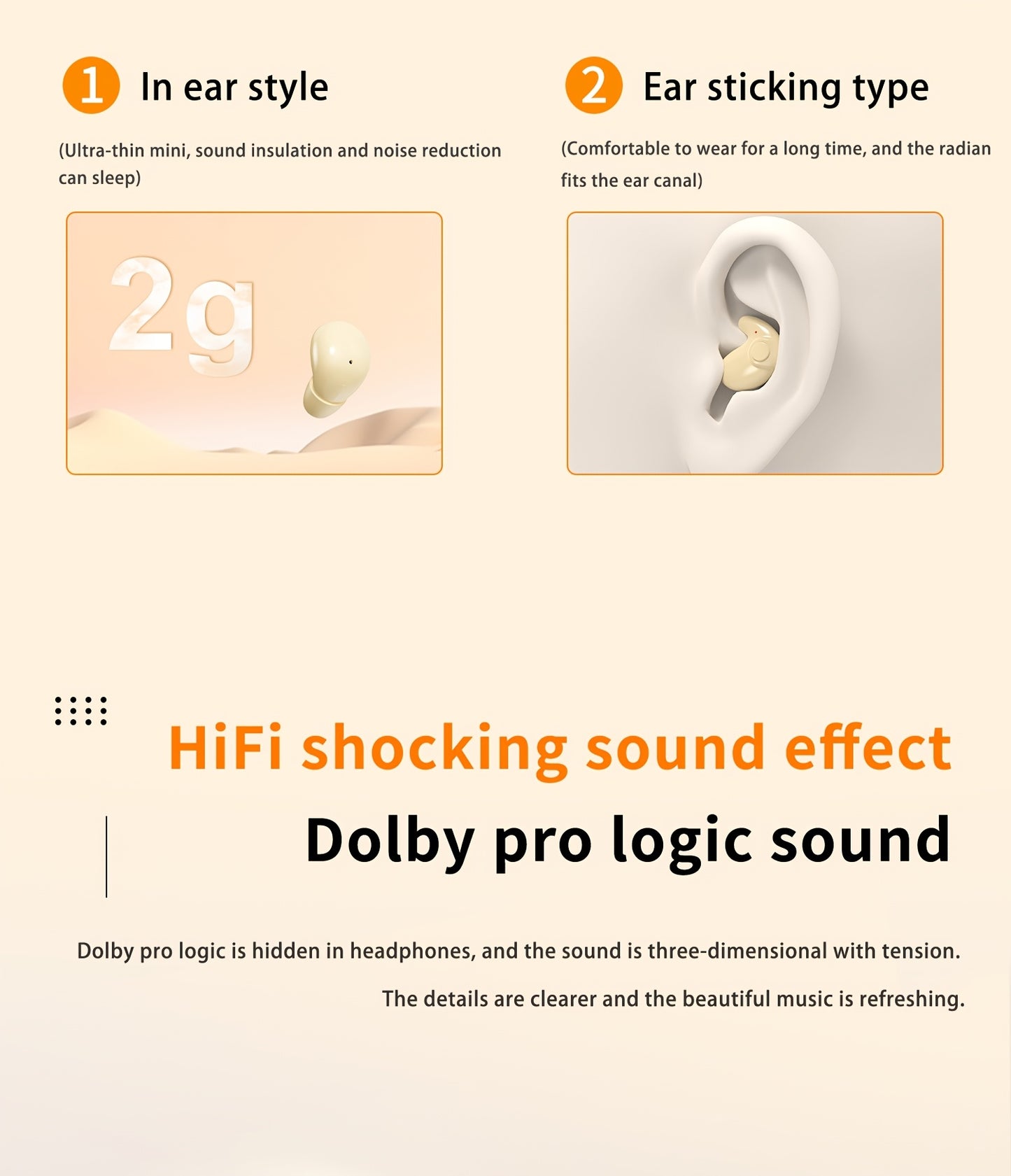2 Pairs Of In Ear Wireless Wireless Earbuds, Invisible Mini Sleep Earbuds, Long Battery Life, Comfortable To Wear, High Fidelity Sound Quality, Intelligent Noise Reduction, Bass Loop, Touch Control, Digital Display Screen, Of