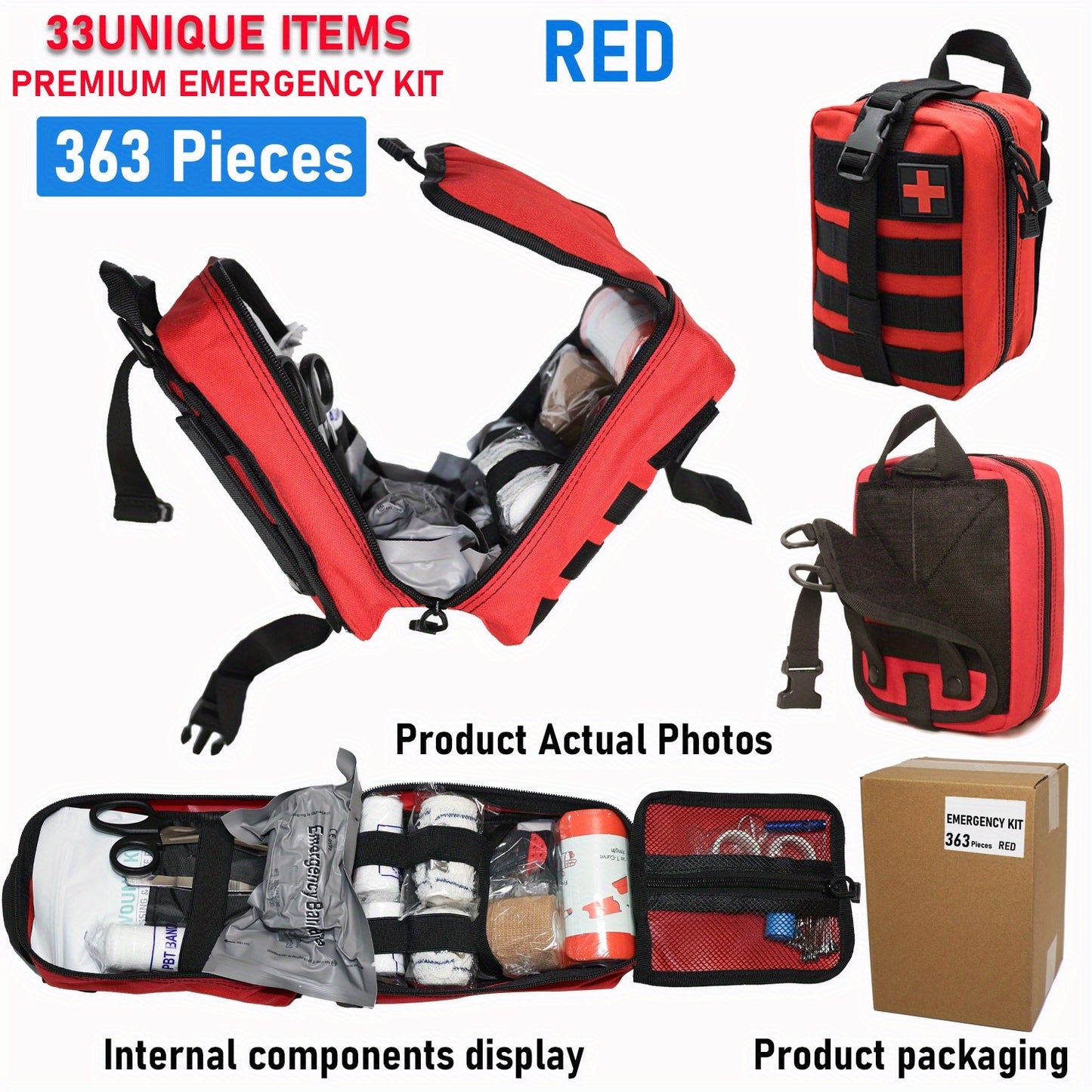 ROORUNS 152/338/363-Ultimate Tactical First Aid Kit with IFAK Pack - Portable & Durable Outdoor Emergency Gear for Hiking, Camping, Hunting, Car, Yacht