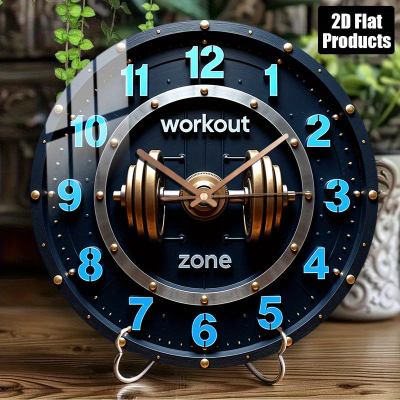 1 Piece Fitness Themed Wooden Silent Wall Clock - Silent Quartz Movement, Barbell Design (Fitness Area), Suitable for Gyms, Offices - Battery Operated (AA Batteries Not Included) - Ideal for Fitness Enthusiasts and Bodybuilde