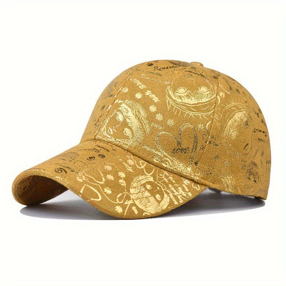 Sports Hats Breathable Sun Cap - New Graffiti Baseball Caps Golden Stamping - Outdoor Hip-hop Joker Cap - Street Cool Baseball Hats for men and women - Couple Caps Duckbill Cap