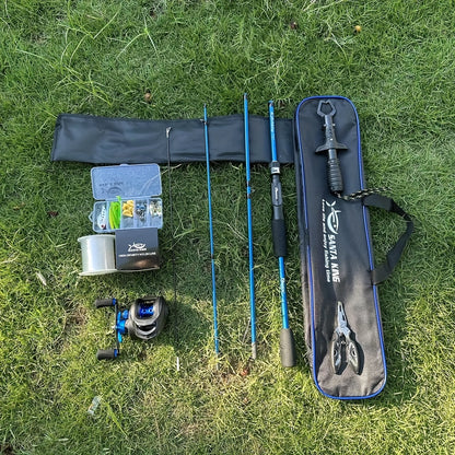 Carbon Fiber Fishing Rod Set with Casting Reel, 500m Nylon Line, Multi-Function Pliers & Bait - Lightweight & Durable for Freshwater & Saltwater Angling, Ideal for Outdoor Fishing, Fishing Gear|Modern Fishing Gear|Durable Fis