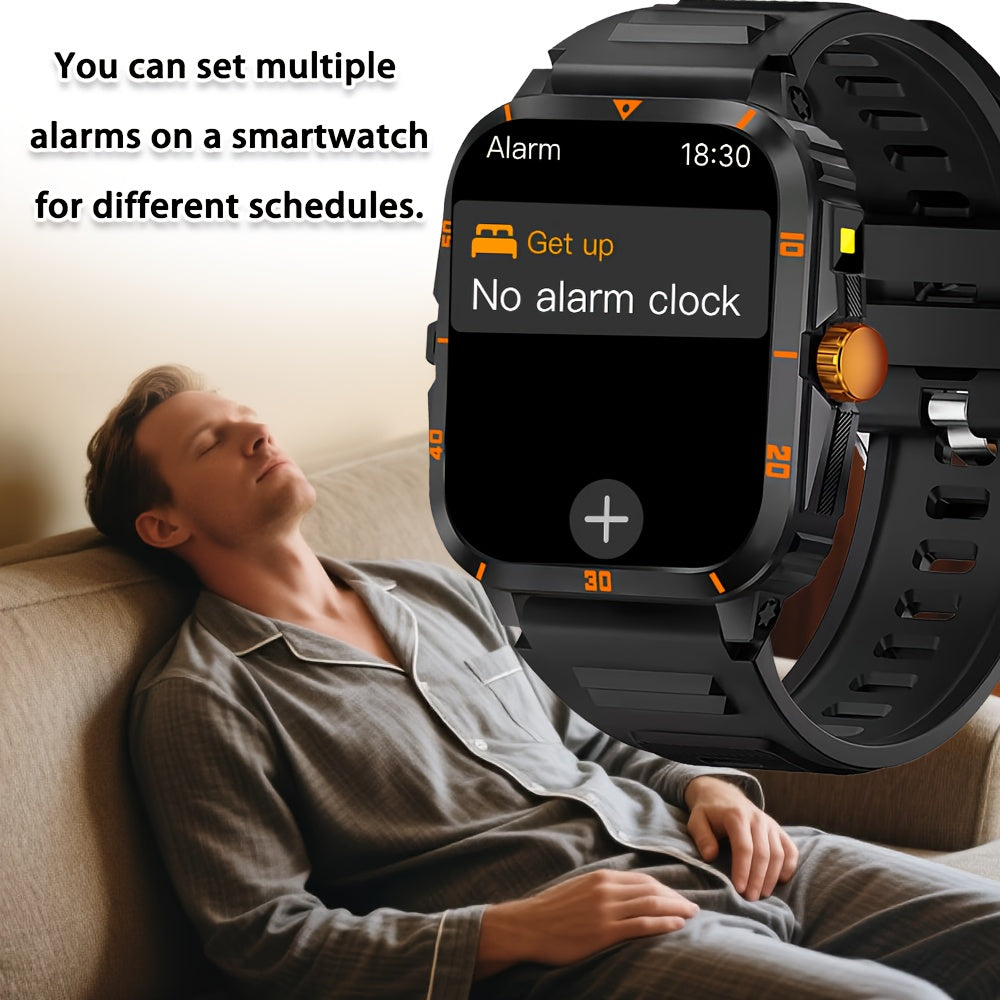 ERUN Smart Watch for Men & Women - 2.01" HD Display, Wireless, Call/Text Alerts, Music Control, Camera Remote, LED Light, Alarm Clock, Calculator, Multiple Sports Modes, Compatible with for iphone & Android, Black Sporty Desi