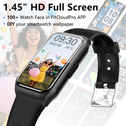 2025 New Smart Bracelet for Phone & for Android - 1.45inch Full Touch Screen, Call/Message Notifications, Music Control, Fitness Tracker with 100+ Sports Modes, Pedometer | Alarm | weather, Silicone Band - Perfect Gift for Me