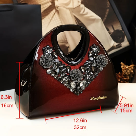 2025 New Arrival - Elegant Rhinestone-Embellished Clutch - Adjustable Shoulder Strap - Magnetic Closure - Synthetic Faux Leather Lining - Perfect for Women - Mother'S Day Gift - Cute Clutch
