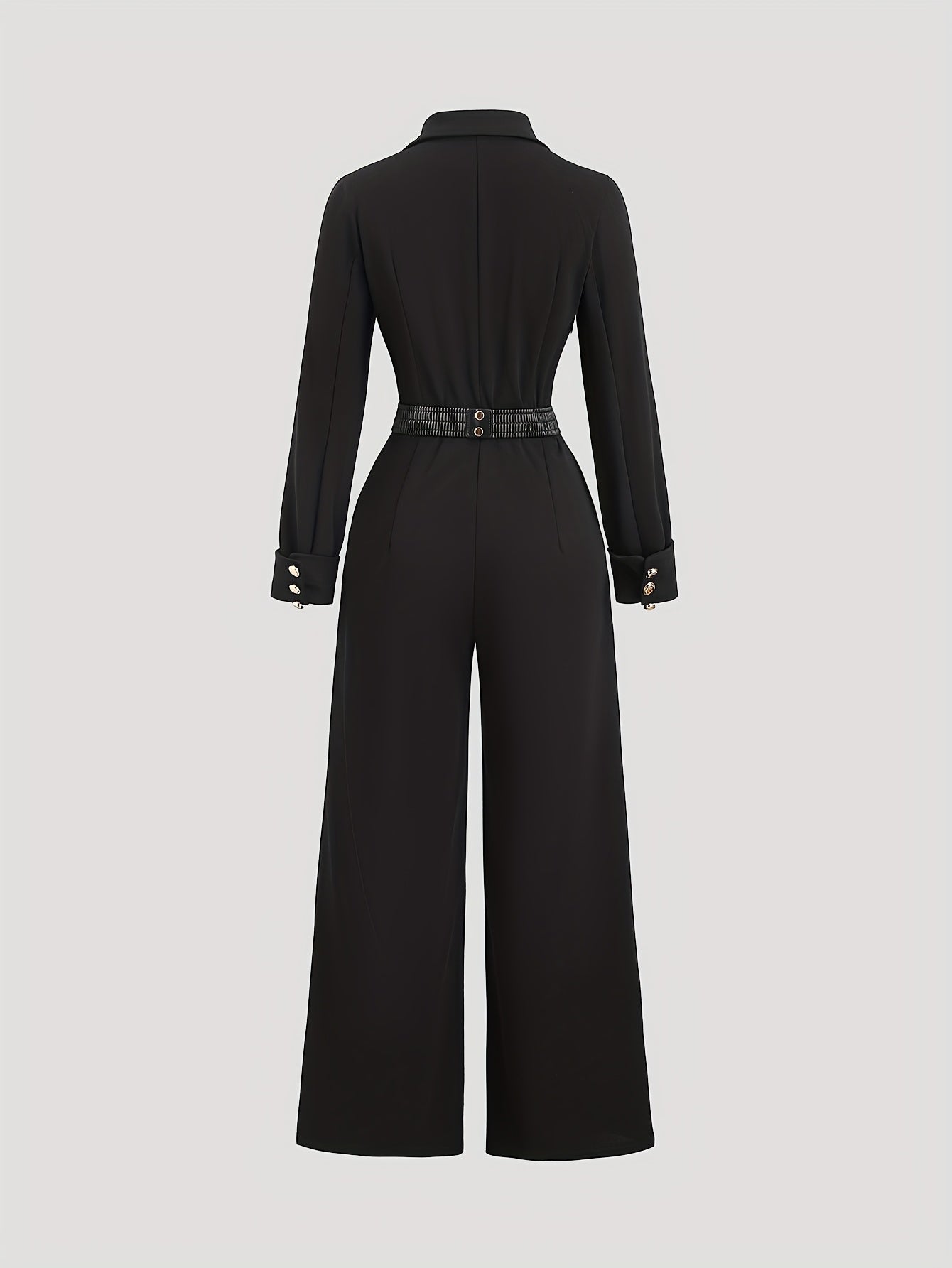 Women'S Elegant Black Pantsuit - Formal & Casual Business Outfit with Double Button Front, Structured Wide-Leg Trousers, All-Season Professional Attire for Office, Events, Casual Attire - Women'S Formal Pantsuit, Office Wear,