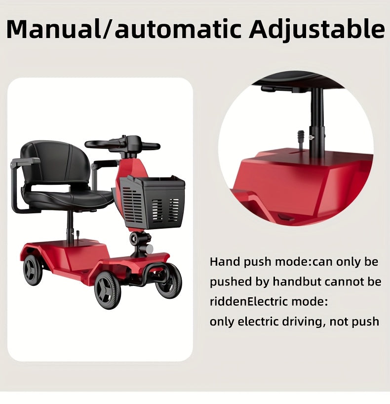 4 Wheel Electric Kick Scooter with Seat - 250W Motor, 15 mph Speed, Foldable Tandem Scooter with Backseat Chair and Front Basket, 265 lbs Capacity, 8-inch Solid Tires, Lightweight 82 lbs, Long-Lasting Battery, Can Be Used on