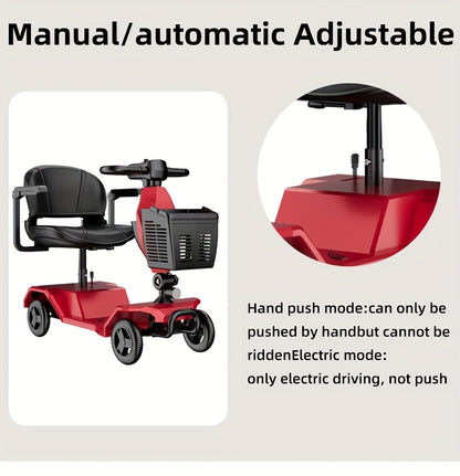 4 Wheel Electric Kick Scooter with Seat - 250W Motor, 15 mph Speed, Foldable Tandem Scooter with Backseat Chair and Front Basket, 265 lbs Capacity, 8-inch Solid Tires, Lightweight 82 lbs, Long-Lasting Battery, Can Be Used on