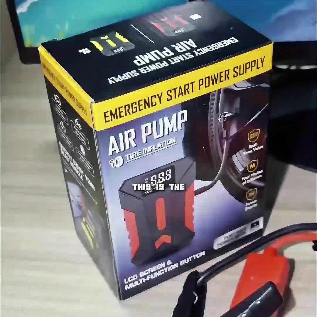 12000A Peak Car Emergency Starter & 250PSI Portable Tire Inflator, 12V (Allgas/ 2.11 Gallons Diesel) Quick Start Vehicle, Portable Car Battery Charger, USB Input/ Output, LED Emergency Light, Auto Additions Tool