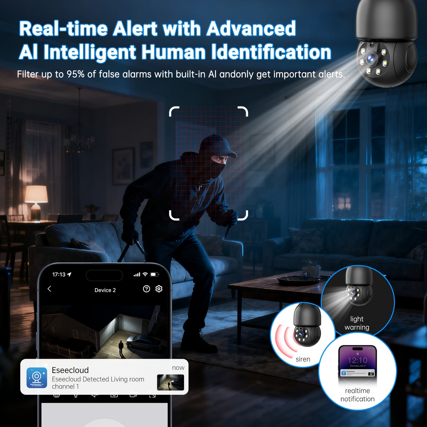 2K FHD Smart Bulb Security Camera - Wireless Indoor Light Socket Cam With 360° Panoramic PTZ, 5G/2.4G WiFi, Motion Tracking & Auto Alerts, Color Night Vision & Two-Way TalkFHD