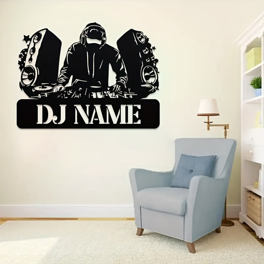 Customizable DJ Record Rider Iron Sign, Scene Team Hanging Decoration for Door Decor, Living Room Wall Art, Outdoor Yard Ornament, and Multi-Purpose Hanging Accessory