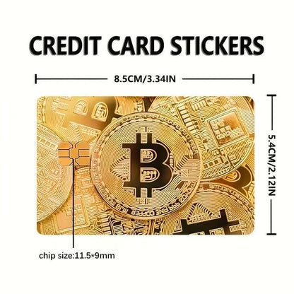 5pcs Set 2025 New Bitcoin Credit Card Skins - Holographic Gloss PVC/Scratch-Resistant Stickers with Bitcoin Logo & Emblem, Permanent Adhesive Removal (No Residue) for Crypto Cards, Collectible for DFeva Enthusiasts
