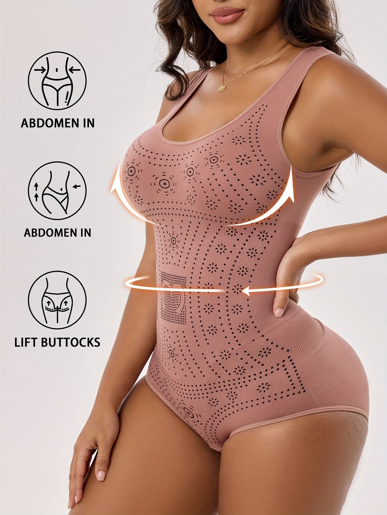 1pc CELILIN Women's Full-Coverage Tummy Control Bodysuit - Seamless Compression Shaping Suit with Bust & Abdominal Shaping, Postpartum Wear, Solid Color Full-Body Shaper (Hand Wash/Dry)