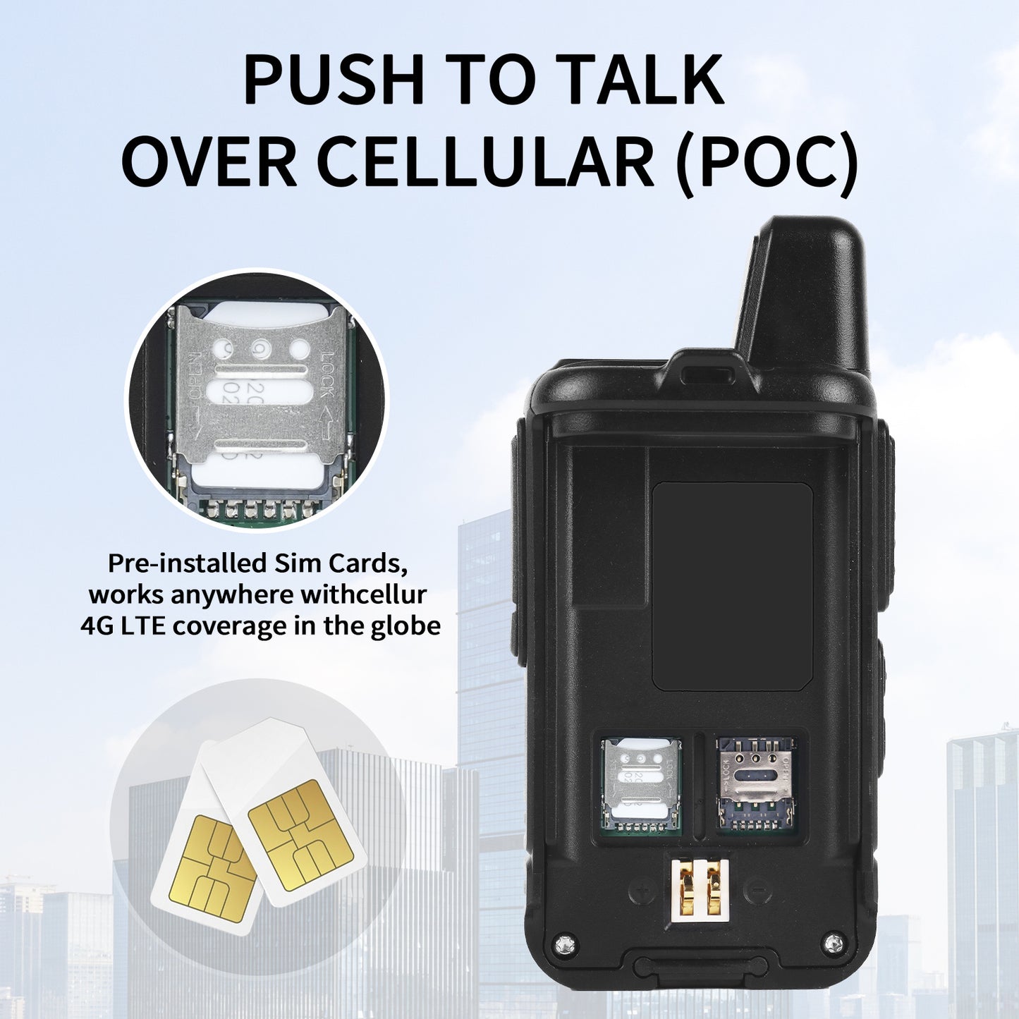 TIDRADIO Global Walkie Talkies 4G POC with Sim Cards, Long Distance 5000 Miles Rechargeable Nationwide Unlimited Range Two Way Radios & USB-C Battery (2 Pack)