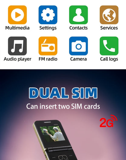 Innovative Mini Pocket Phone | Lightweight, Dual-Sim, Long Standby Time, 2G Network, Multi-Language Support, Foldable Design, Basic Communication Features, Android Os, Battery, Usb Type-C Charging