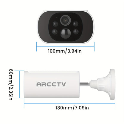 ARCCTV Cam 4-Cam Kit, Security Camera Outdoor Wireless, 2K Camera with Integrated Solar Panel, Forever Power, Smart Siren & Spotlights, 2-Way Audio, App-Controlled (Wi-Fi), 4MP Face Recognition AI, 5G & 2.4 GHz Wi-Fi, No Mont